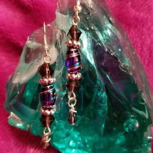 Black and Foil Dangle Earrings